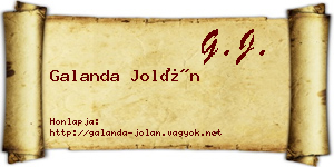 Galanda Jolán névjegykártya
